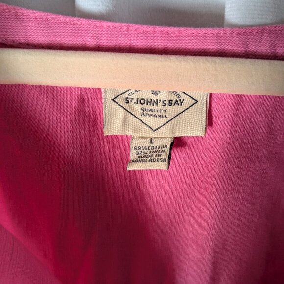 St. John's Bay Linen Pink V Neck 3/4 Sleeve Tunic L - Picture 8 of 8